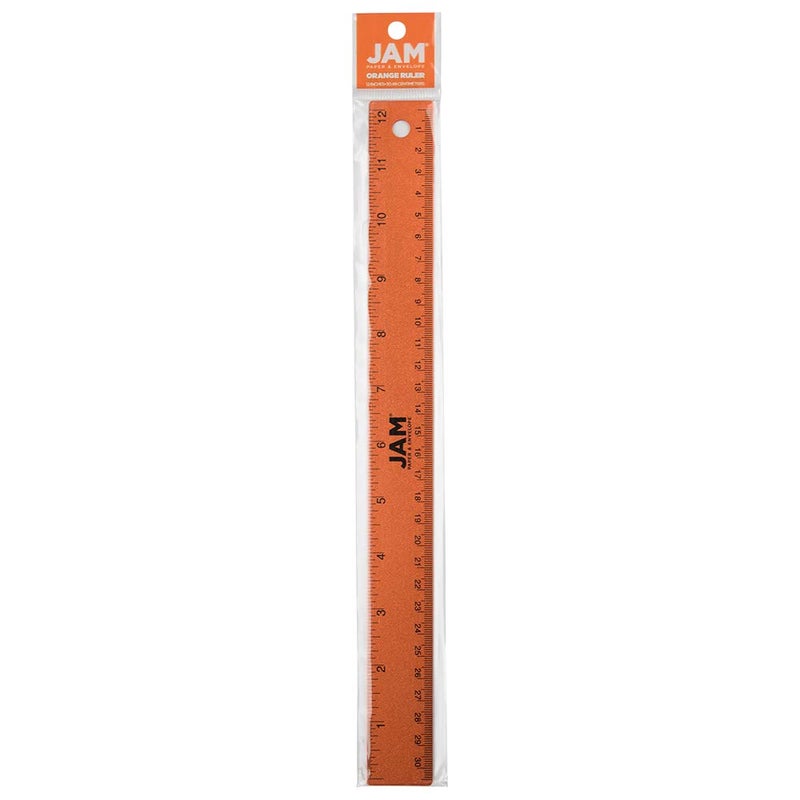 JAM PAPER Strong Aluminum Ruler - 12 Inch - Metal Ruler with Non-Skid Cork Backing - Orange Metallic - Sold Individually - Image 5